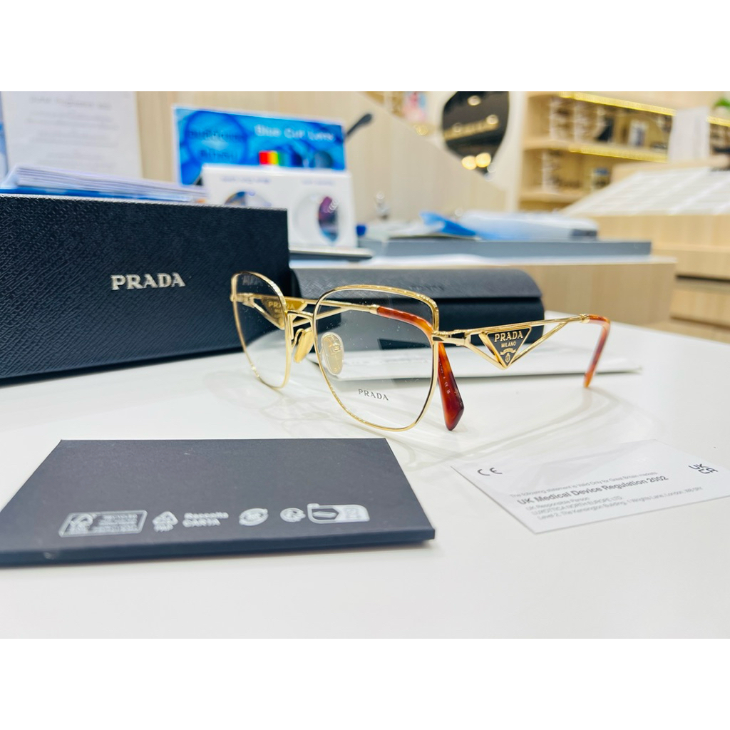 New แว่นสายตา PRADA รุ่น PRA54VD สีGOLD SIZE 55/18/140