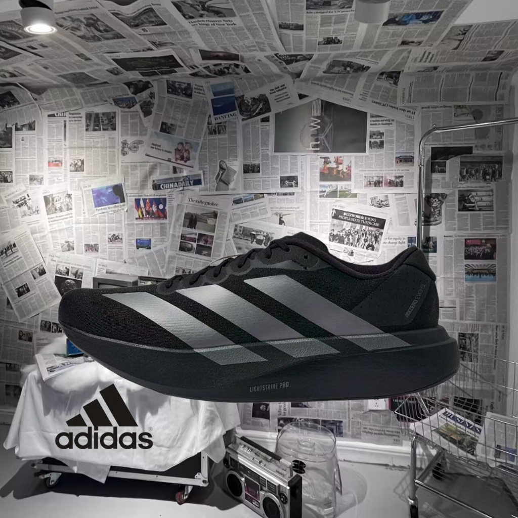 （ของแท้ 100 %）💛 adidas Adizero Adios Pro 4 Evo SL 3 รองเท้าผ้าใบ JR4888 สีเงิน/สีดำ