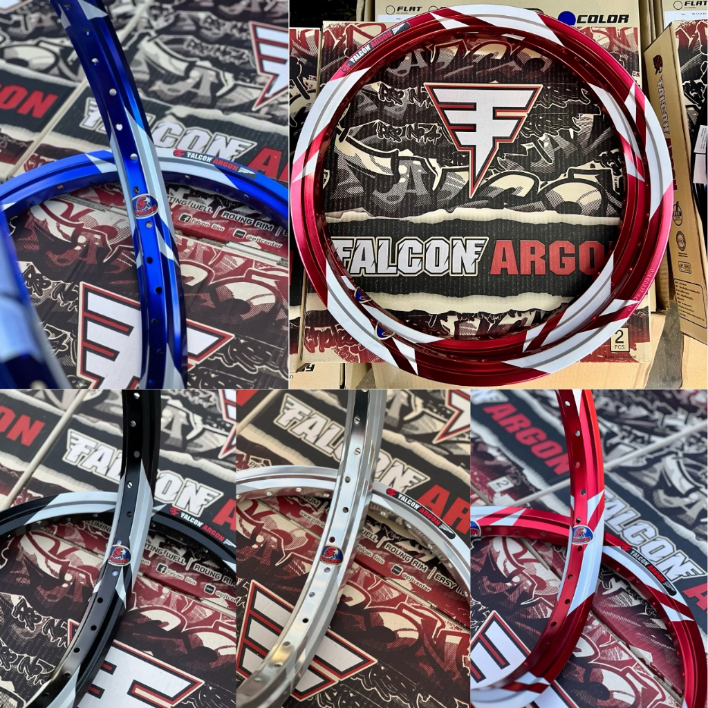 FALCON ARGON วงล้อ 1.40-17 ลายสายฟ้า ยิงทราย ขอบเรียบ (xคู่)
