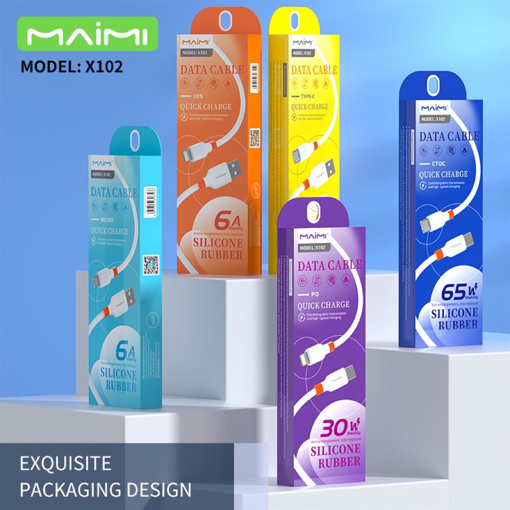 Maimi รุ่น X102 สายชาร์จ 6A Quick chargeing data cable สาย Silicone ไม่หักง่าย ไม่พันกัน ใช้งานทนทาน