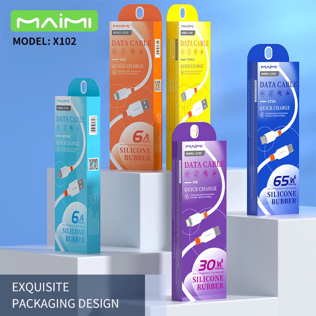 Maimi รุ่น X102 สายชาร์จ 6A Quick chargeing data cable สาย Silicone ไม่หักง่าย ไม่พันกัน ใช้งานทนทาน