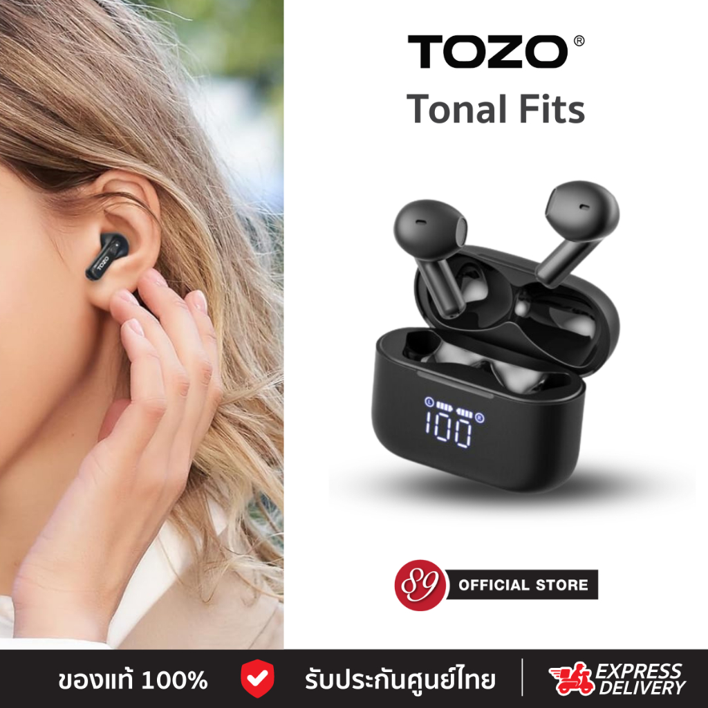 🇹🇭ประกันศูนย์ไทย TOZO Tonal Fits หูฟังบลูทูธ หูฟังเอียบัด หูฟังไร้สาย max 10 hr/charge, IPX6, BT5.3