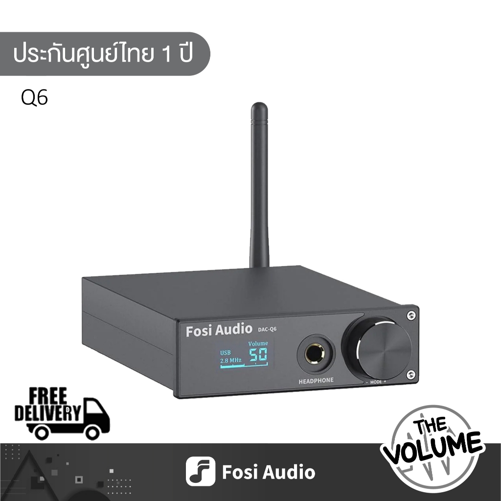 Fosi Audio Q6 Bluetooth DAC/Amplifier ชิป ESS9018K2M+TPA6120A2 จอ OLED รองรับสูงสุด 32bit/384KHz