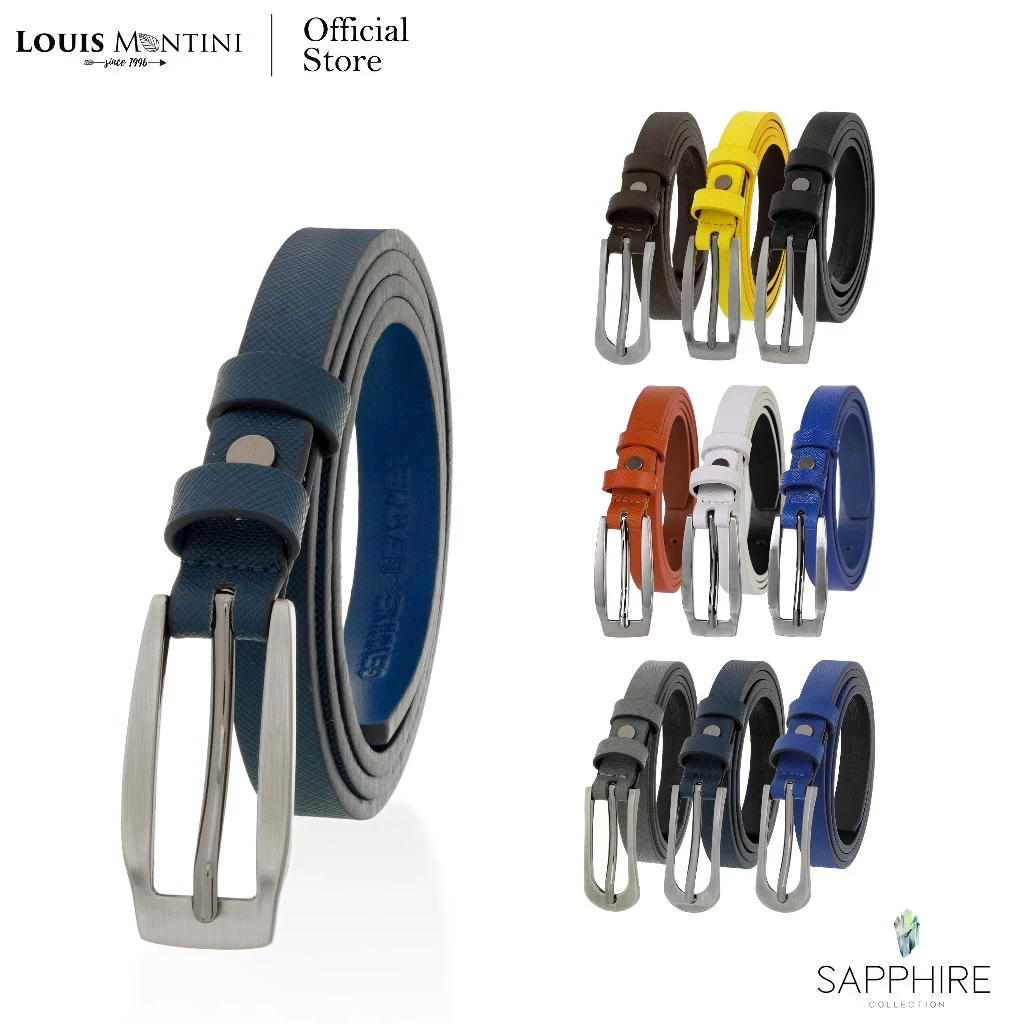 Louis Montini Sapphire Women's belt เข็มขัดหนังแท้ เข็มขัดแฟชั่น เข็มขัดผู้หญิงหนังแท้ MGW224
