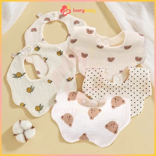 IVORYBABY ผ้ากันเปื้อนซับน้ำลาย กันเปื้อน ผ้ากันเปื้อนเด็ก กันน้ํา เหมาะสำหรับเด็กทารก หรือแรกเกิด นุ่มและดูดซับ