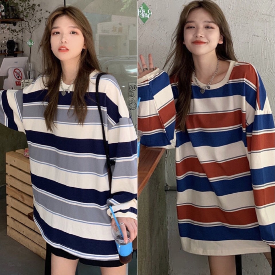 เสื้อยืดแขนยาวลายอิฐ เสื้อยืดแขนยาวลายวัว เสื้อยืดไซส์ใหญ่ผู้หญิงคนอ้วน  oversized