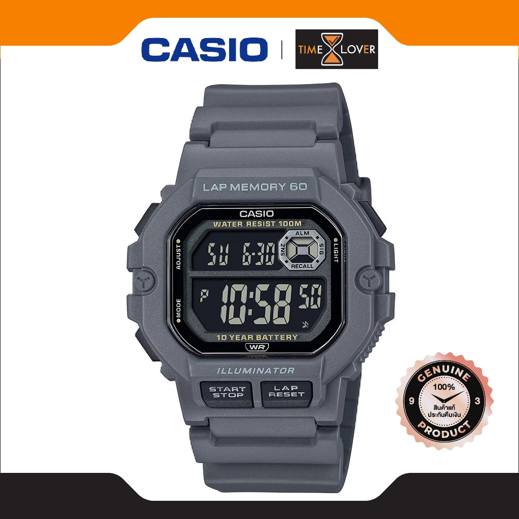 Casio รุ่น WS-1400H-8B นาฬิกาข้อมือผู้ชาย สายเรซิน - สีเทา