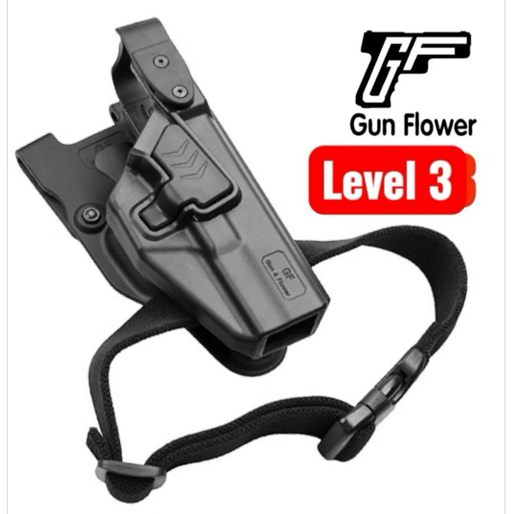 ซองพกนอก Glock17,G19 Gen 1-5/CZp10 (Level3) ล็อค2ชั้น+พร้อมสายรัดขา GF