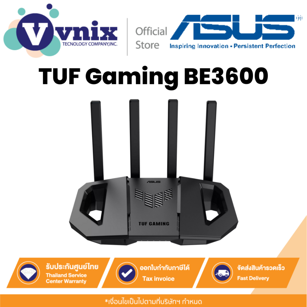 เราเตอร์ Asus รุ่น TUF Gaming BE3600 (TUF-BE3600) ROUTER WiFi 7 ความเร็วสูงสุด 3600 Mbps รองรับ AiMe
