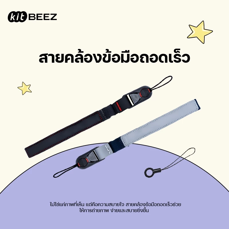 KITBEEZ สายคล้องข้อมือหนังแท้สำหรับกล้อง DSLR และมิเรอร์เลส ใช้ได้กับ KP-2 KP-4 Canon Nikon Sony Wrist Strap of Camera