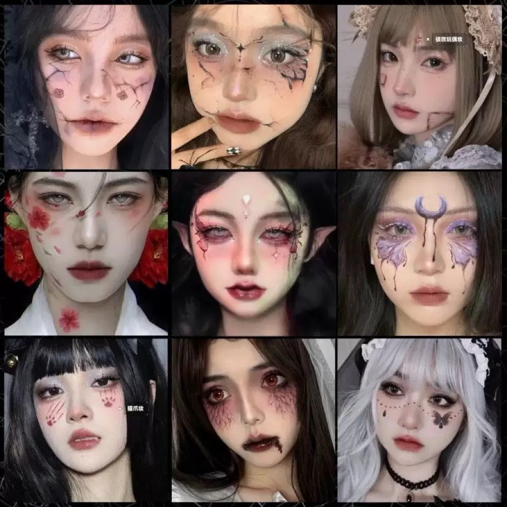 🇹🇭พร้อมส่งจากไทย😱 แทททูฮาโลวีน แทททูติดหน้า แต่งหน้าฮาโลวีน Halloween