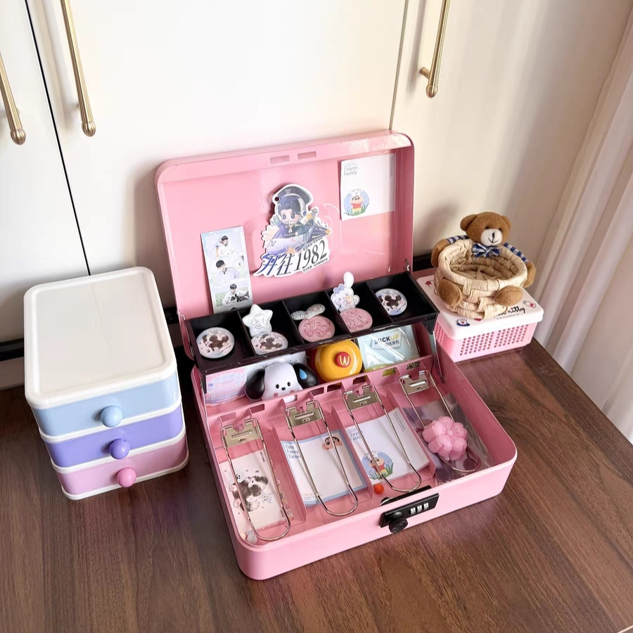 Cash Box​ ลิ้นชักเก็บเงิน กล่องใส่ตัง ตู้เซฟแบบพกพา กล่องเก็บเงินสดขนาดเล็ก คละสี กล่องเก็บเงินล็อคกุญแจ เซฟหิ้ว - รูปที่ 6