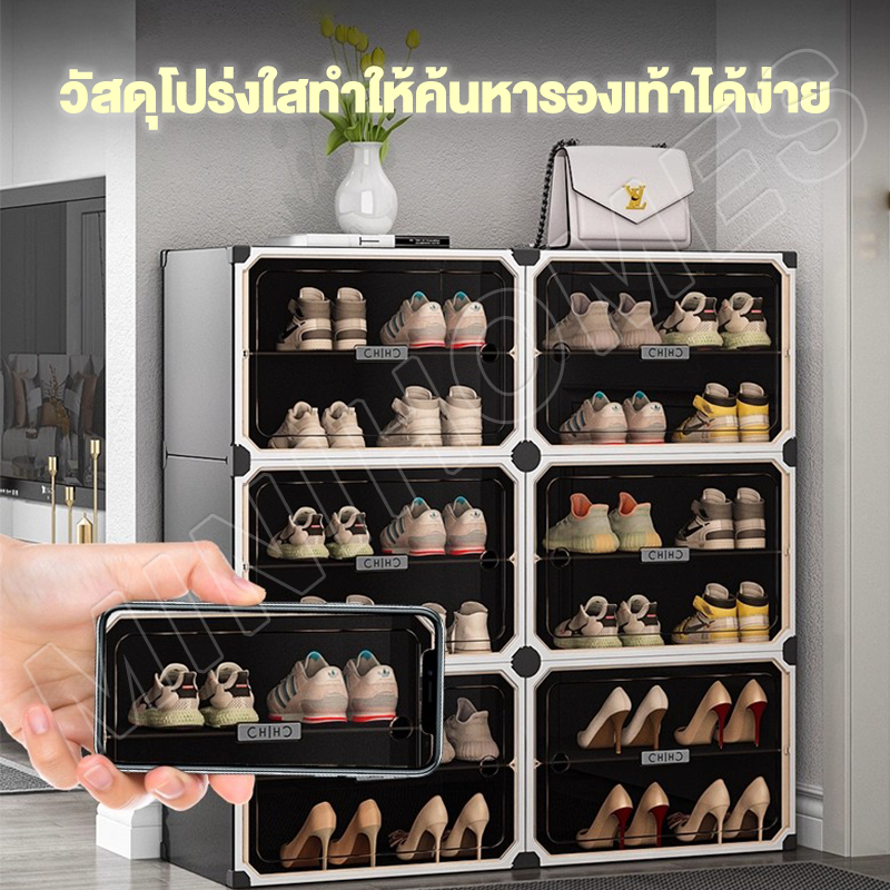 MINIHOMES กล่องรองเท้า กล่องใส่รองเท้า แบบใส พับได้ รูปที่ 4