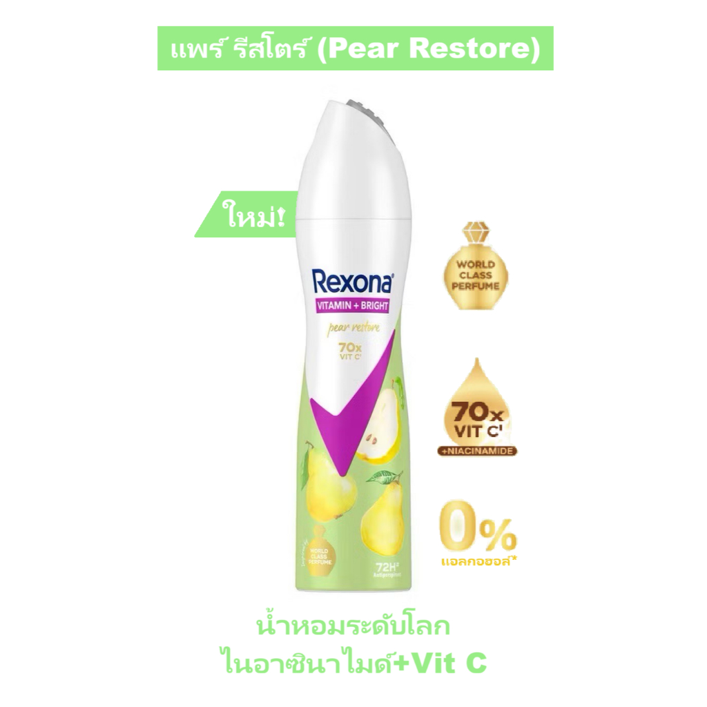 [สูตรใหม่ 3X] เรโซนา สเปรย์ลดเหงื่อและระงับกลิ่นกาย ขนาด 135 มล. Rexona Deodorant Spray 135 ml.