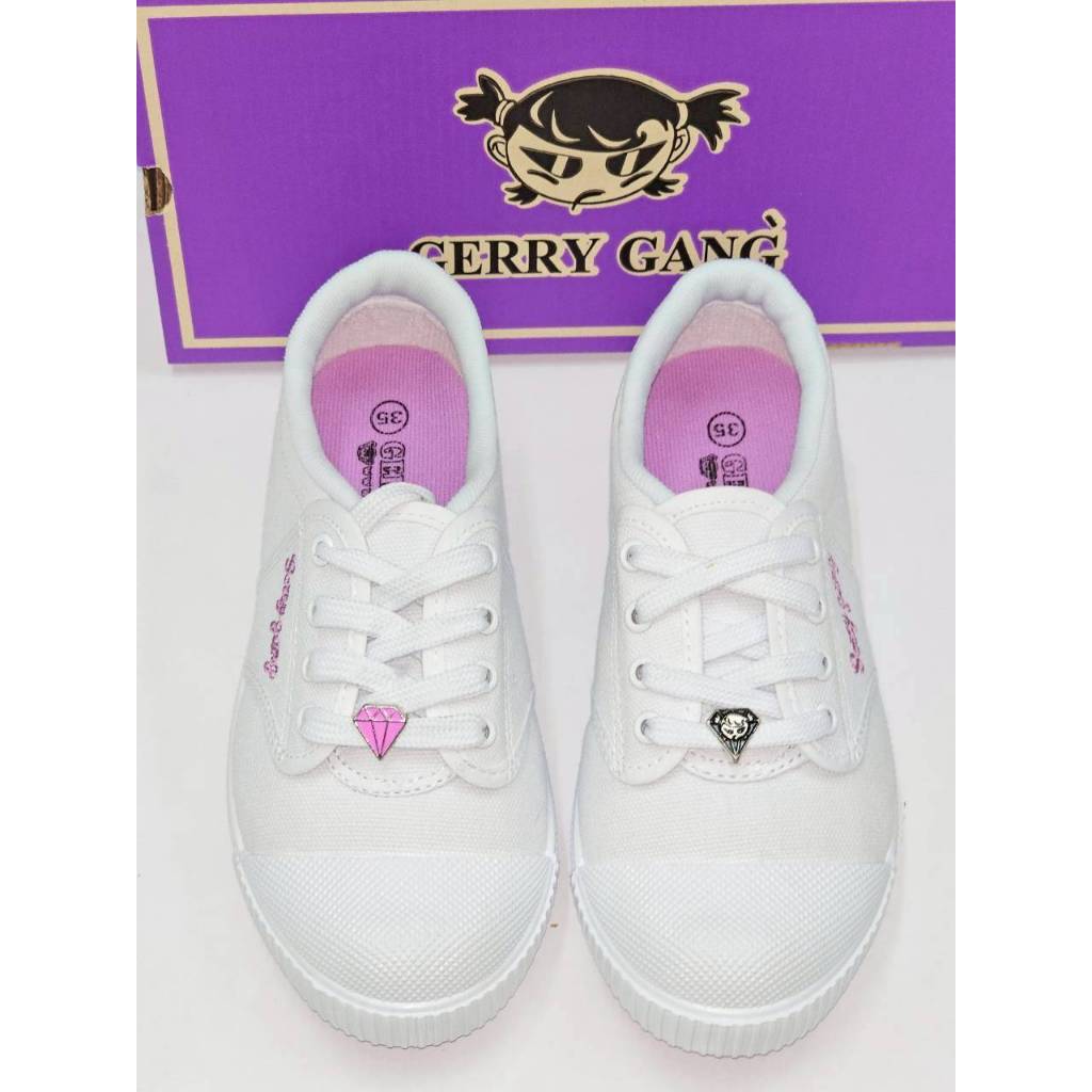 Gerry Gang  รองเท้าผ้าใบนักเรียน สีขาวล้วน รุ่น PK 888 - รูปที่ 3
