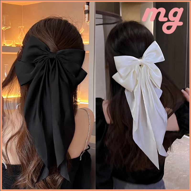 [จัดส่งในกทม]กิ๊บติดผมริบบิ้น โบว์ยาว หรูหรา สไตล์เกาหลี แฟชั่นสําหรับผู้หญิง ผ้าซาติน ประดับโบว์ ขนาดใหญ่ สไตล์เกาหลี