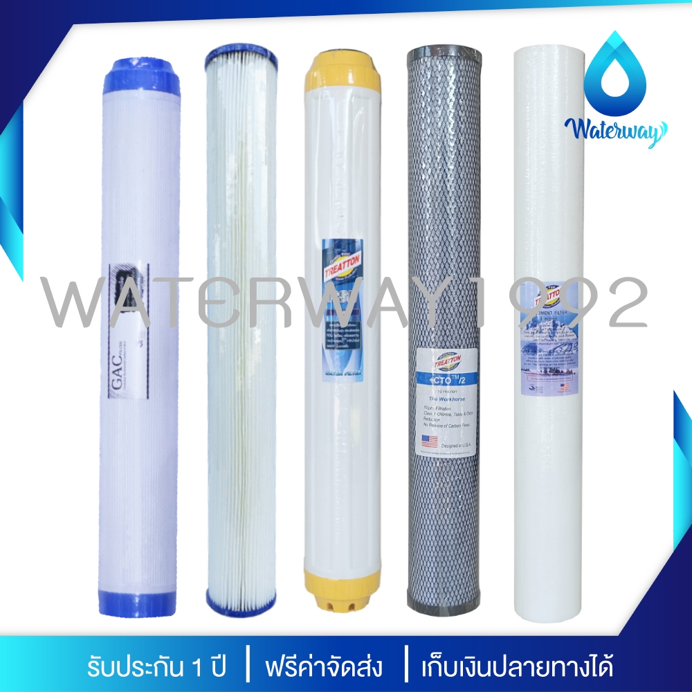 TREATTON 20" ไส้กรองน้ำ ขนาด 20 นิ้ว จีบ/PP/CTO/RSN คุณภาพสูง กำจัดหินปูน คลอรีน กลิ่น สารเคมีในน้ำ