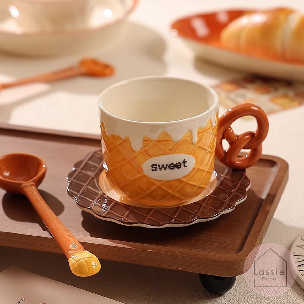 NEW 🍯 เซตจานชาม Sweet Bread Bakery ลายขนมปัง เข้าไมโครเวฟได้ สำหรับสายโฮมคาเฟ่ ใช้แต่งโต๊ะอาหาร Lassie Decor 🍞 รูปที่ 7