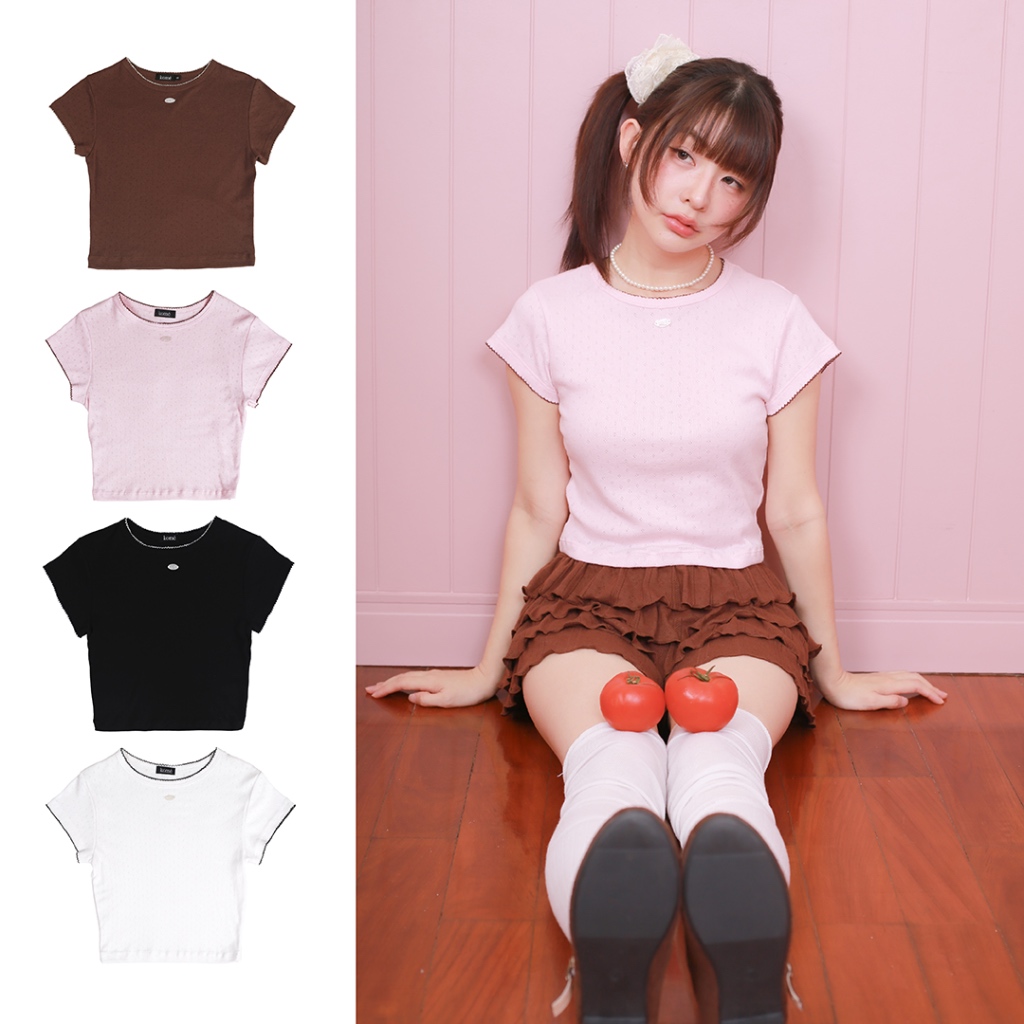 kome.offi เสื้อยืดหยักแขน รุ่น lindi t-shirt