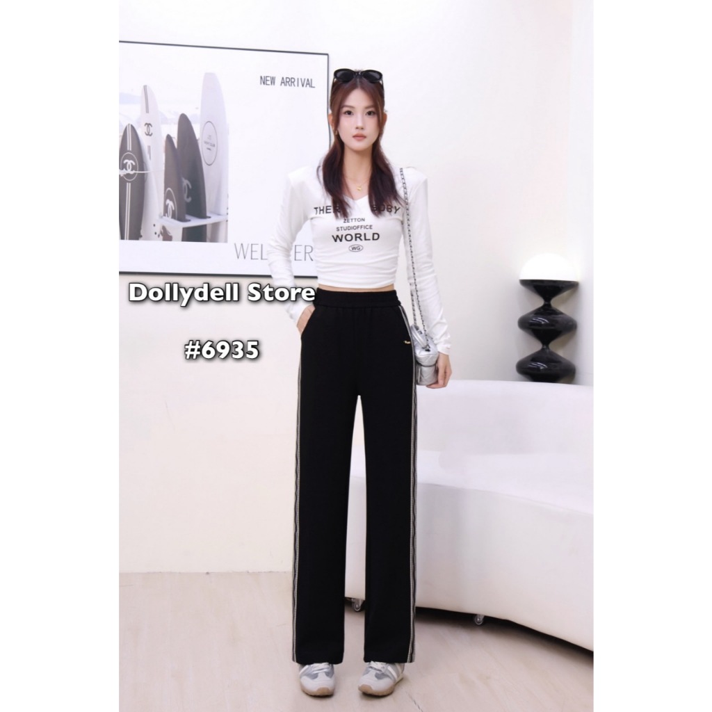 กางเกงทรงตรงผู้หญิงDolly รุ่น#6935 เอวยางยืด เนื้อผ้าคุณภาพดียืดได้ใส่สบายทรงสวย