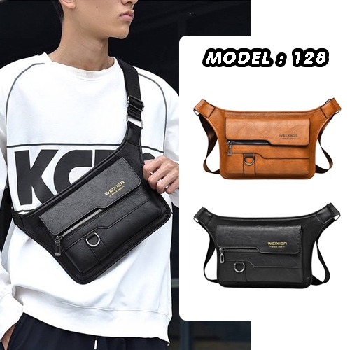 กระเป๋าคาดอก คาดเอว หนัง PU คุณภาพอย่างดี แฟชั่นผู้ชาย รุ่น 128