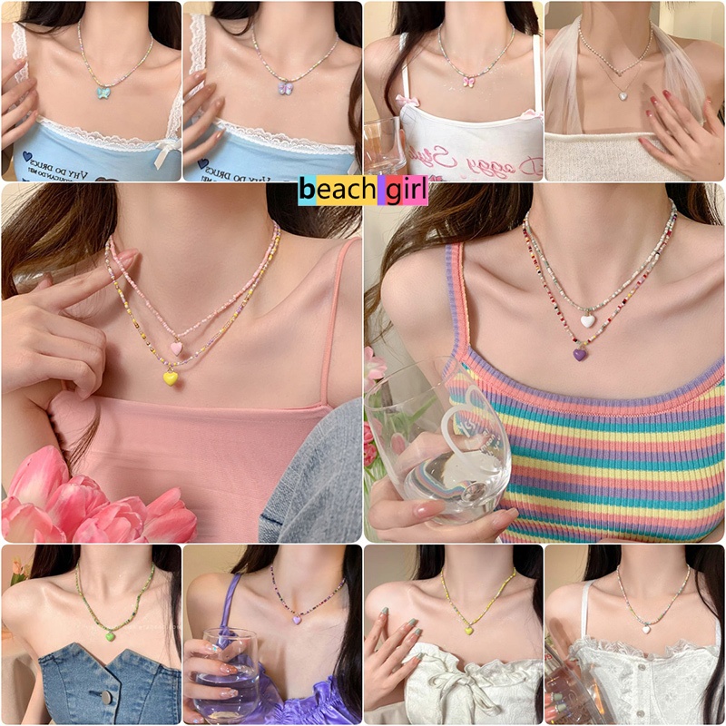 💕beachgirl💕สไตล์เกาหลี สร้อยคอโดพามีน ผีเสื้อ สร้อยคอรูปหัวใจ เครื่องประดับแฟชั่น ราคาถูกที่สุด หลากหลายสไตล์ให้เลือก