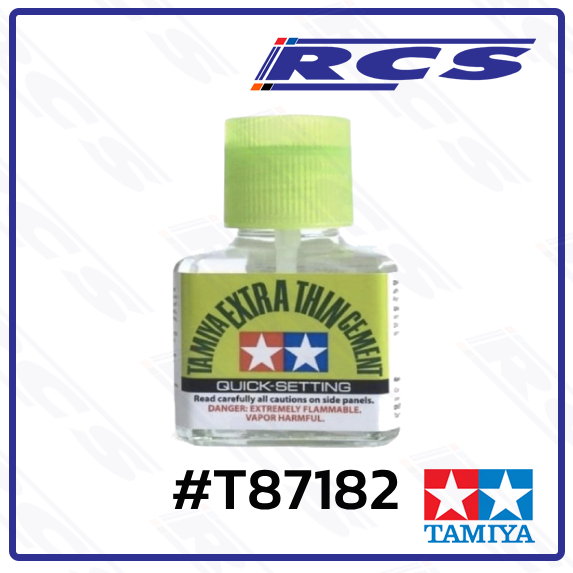 TAMIYA 87182 EXTRA THIN CEMENT (QUICK-SETTING) กาวสำหรับการทำโมเดลพลาสติก ฝาเขียว แห้งเร็ว