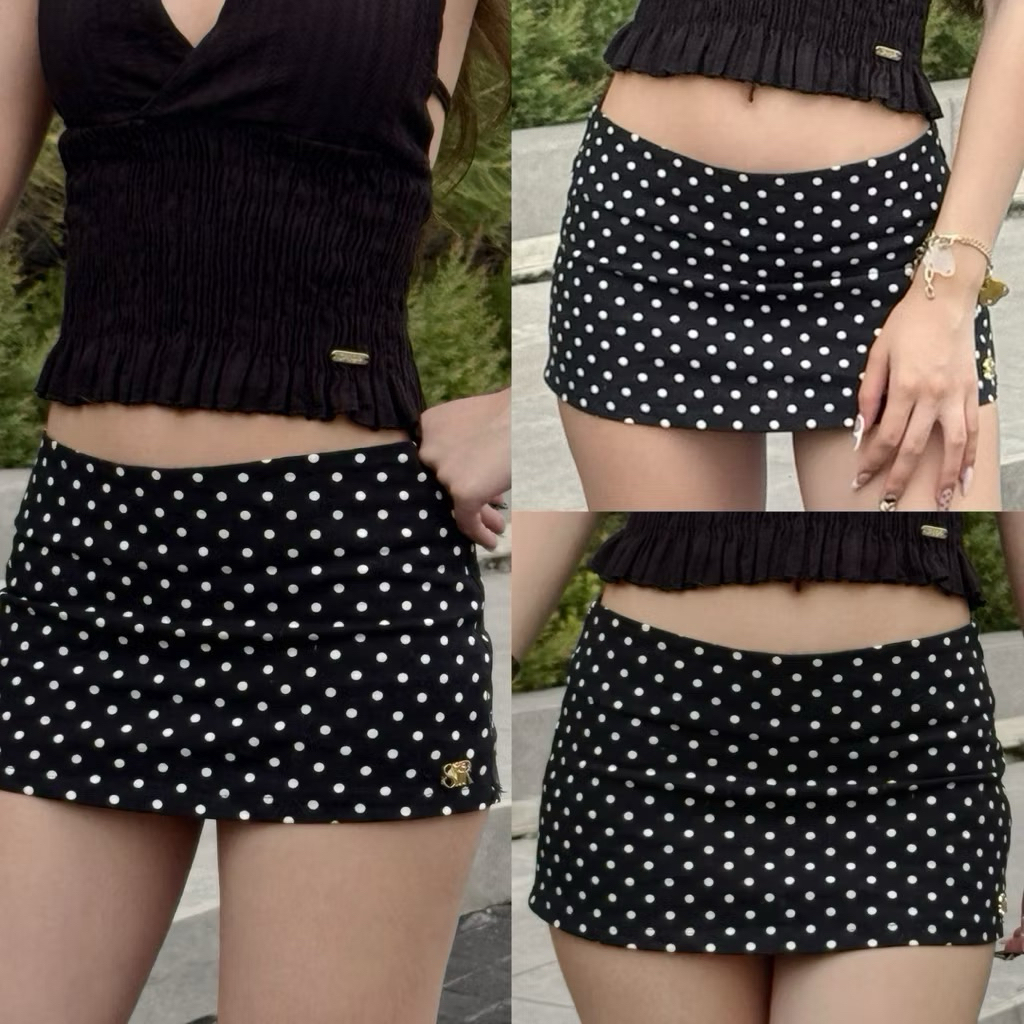 Sundae Skirt (SR30)🐰📻 กระโปรงสั้นทรงเอลายจุด siristylebkk