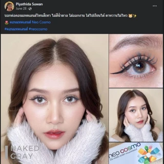 คอนแทคเลนส์ Naked Gray (Neo Cosmo) สีเทาไม่มีขอบ สายฝอ เนียนเหมือนตาจริง มีส่งด่วนใน กทม.
