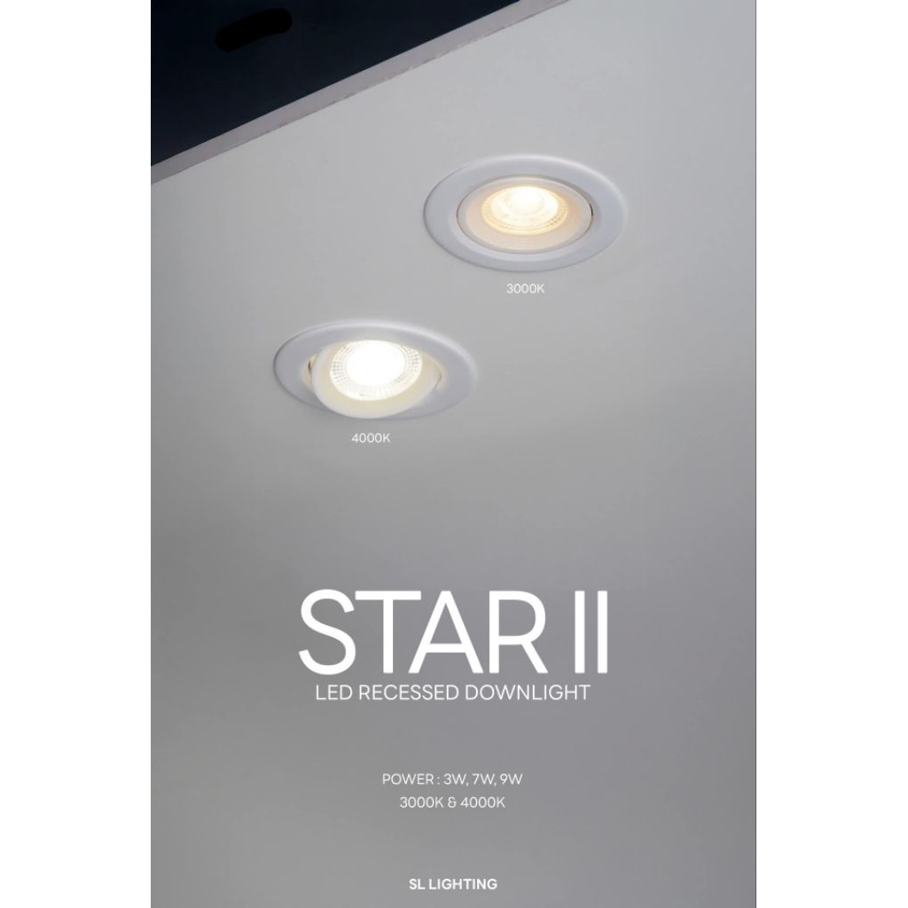 SL Lighting โคมไฟดาวน์ไลท์ LED ปรับมุมได้ รุ่น STAR II ขนาด  7W 9W แสงคูลไวท์ และ แสงวอร์มไวท์
