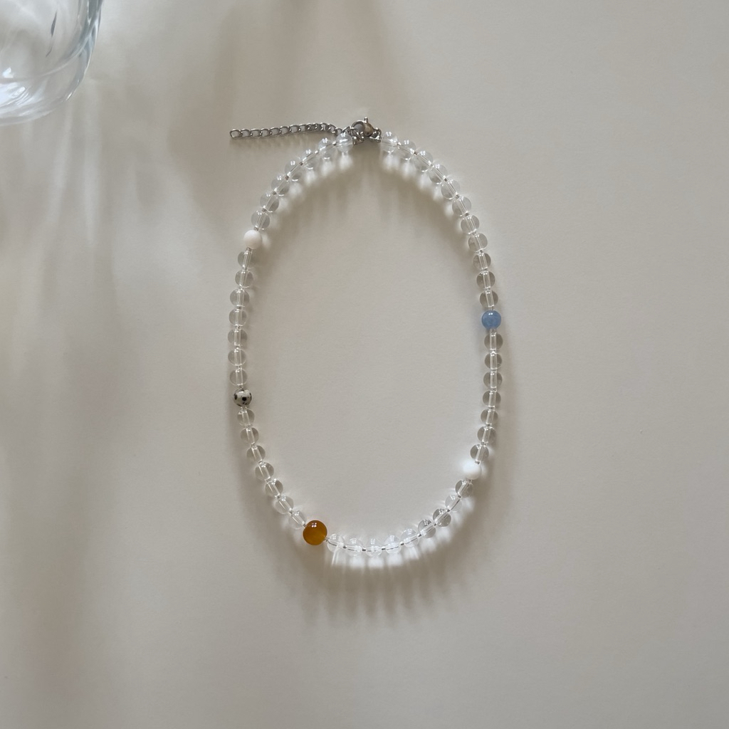 clear glass bead necklace ✨ สร้อยคอลูกปัดแก้วสีใส