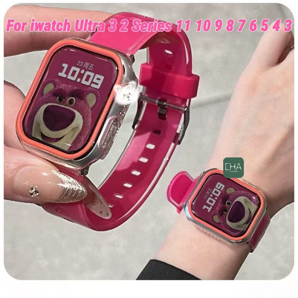 สายเจลลี่ สายซิลิโคนสำหรับสายนาฬิกา Apple Watch Ultra 3 2 for Series 11 10 9 8 7 6 5 se 4 3 2 ขนาด 44 40 45 41 46 49มม