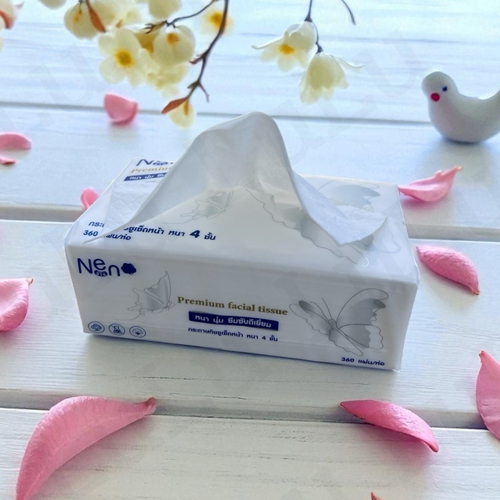 Neno กระดาษทิชชู่พรีเมี่ยม 20 ห่อ ลายผีเสื้อหนา 4 ชั้น 360 แผ่น ซึมซับดีไม่เป็นขุย ปลอดภัยไร้สารฟอกขาว ขนาด175mm.*155mm. - รูปที่ 6
