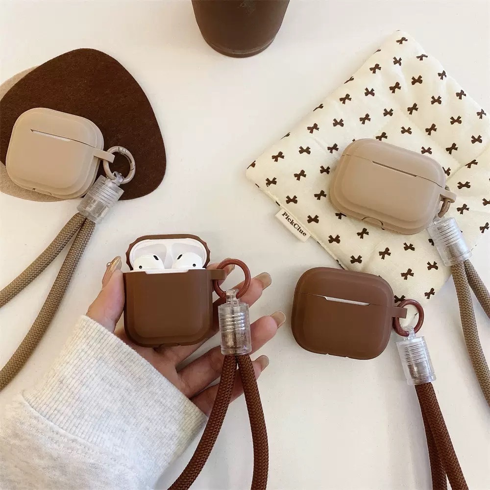 พร้อมส่ง เคสairpods รุ่น hailey มีสายคล้อง ซิลิโคนกันกระแทกอย่างดี มีครบรุ่น มีสีน้ำตาลเข้ม/น้ำตาลอ่อน