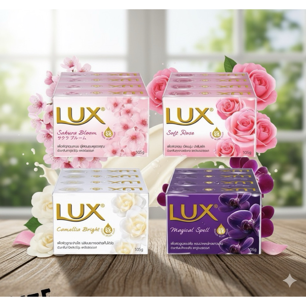 ลักส์ สบู่ก้อน Lux ขนาด 105-110 กรัม ( ยกเเพ็ค 4 ก้อน ) (ส่งด่วน Express Delivery ส่งไว ภายในวัน)