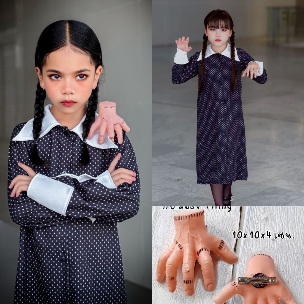 ชุด Wednesday ชุดฮาโลวีนเด็ก ชุดผี😈พร้อมส่ง(DD)