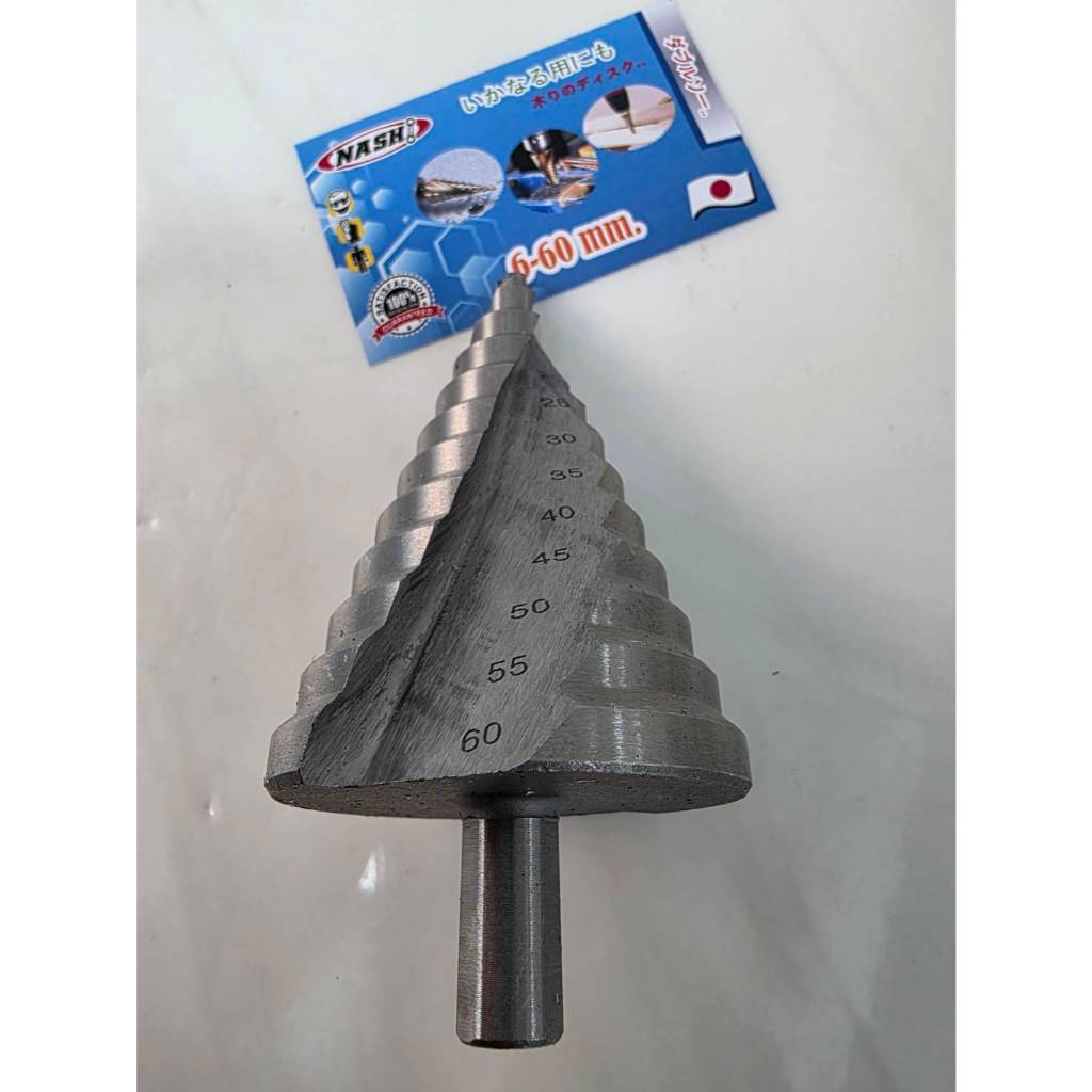 NASHI ดอกเจาะสเตนเลส ดอกสว่าน ดอกเจดีย์ ทรงเจดีย์  เจาะรู ขยายรู ขั้นบันได Step Drill 6-60 mm เกรด HSS พร้อมส่ง