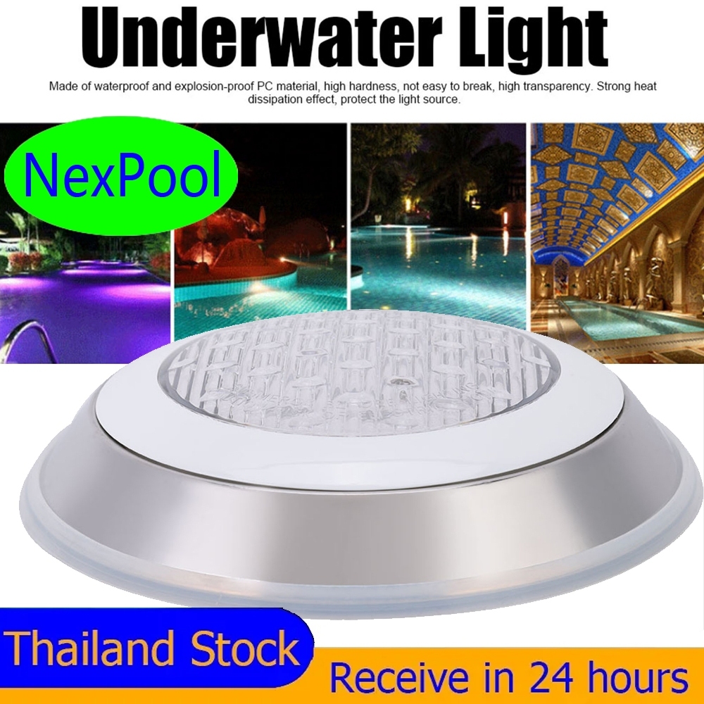 🔥ไฟสระว่ายน้ำสแตนเลส 12V 18W LED Underwater Lamp Waterproof Wall-mounted Landscape Light for Swimming Pool Fountains RGB