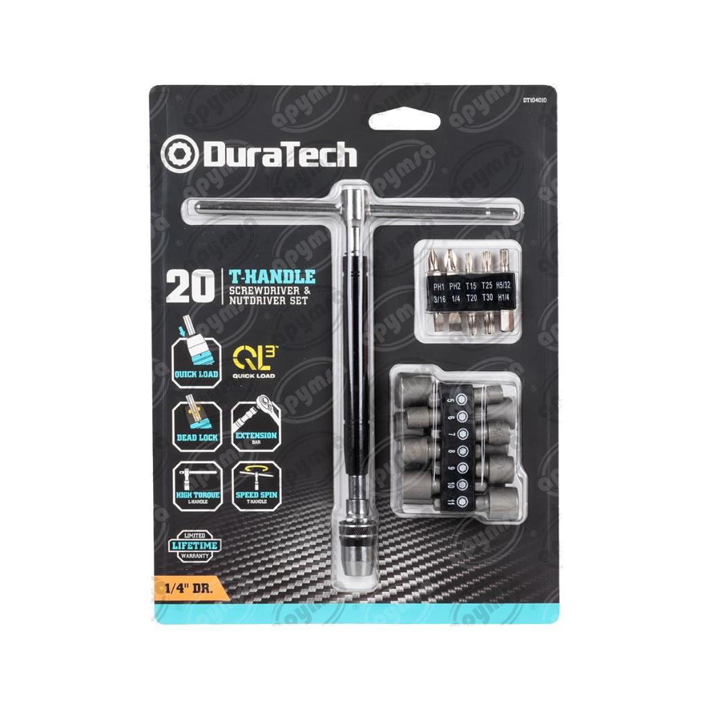 DURATECH DT104010 ชุดไขควงและลูกบล็อกด้ามตัวที 20 ชิ้น
