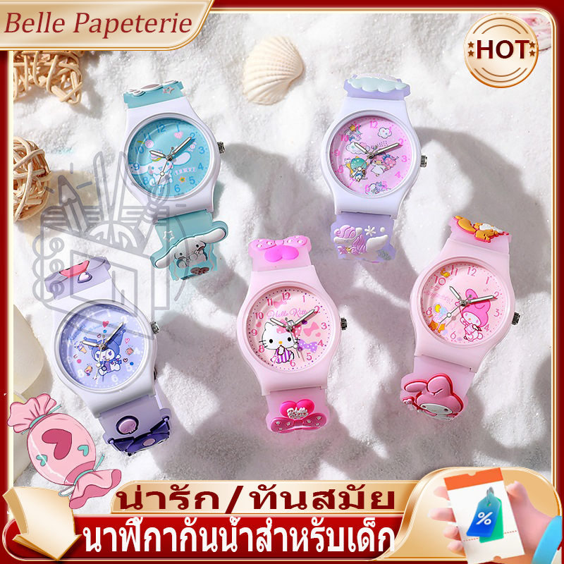 นาฬิกาข้อมือ สายซิลิโคน กันน้ํา ลาย ยูนิคอร์น 3D สีมาการอง คุณภาพสูง สําหรับเด็กนักเรียน Melody Cinnamoroll Kuromi