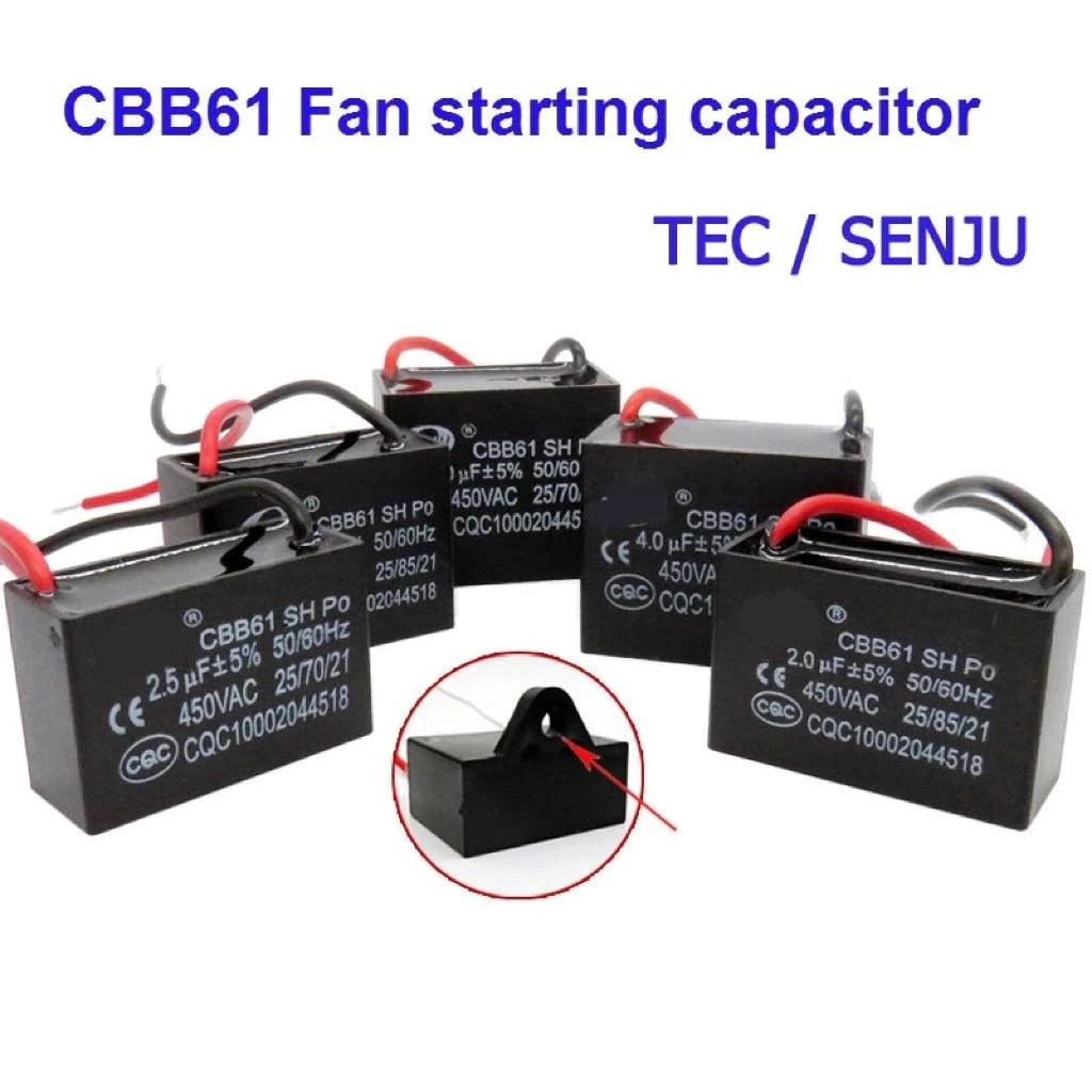 คาปาซิเตอร์ พัดลม​ มีสายไฟ ตัวเก็บประจุ Capacitor คอนเดนเซอร์พัดลม RM CBB61 1.5uF/1.8/2.0/2.5uF อะไหล่พัดลม HATARI thumbnail 7