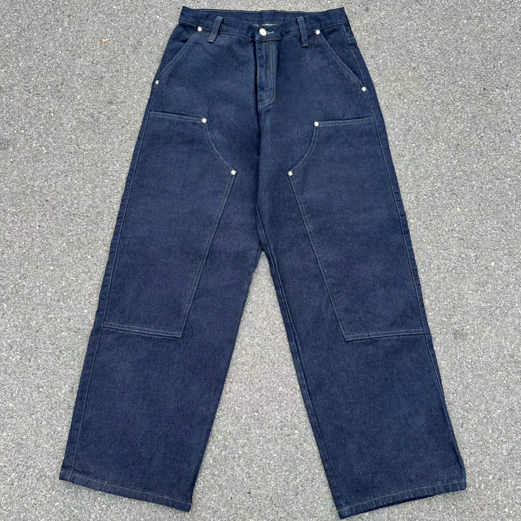 Double Knees Baggy Dark Blue กางเกงขายาว ทรง Baggy