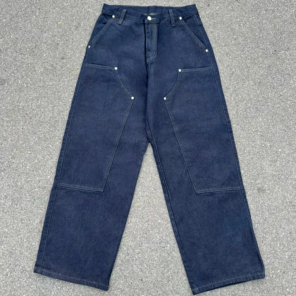 Double Knees Baggy Dark Blue กางเกงขายาว ทรง Baggy