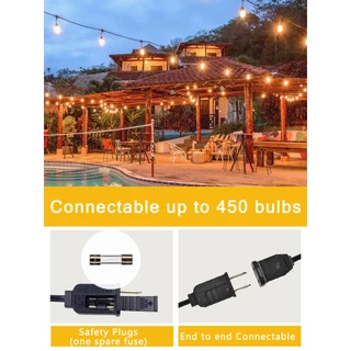 [จุดท้องถิ่น] S14 ไฟสตริงกันน้ำกลางแจ้งแบบเสียบปลั๊ก/หลอดไฟ LED พลังงานแสงอาทิตย์สำหรับตกแต่งสวน ให้บรรยากาศวันหยุด