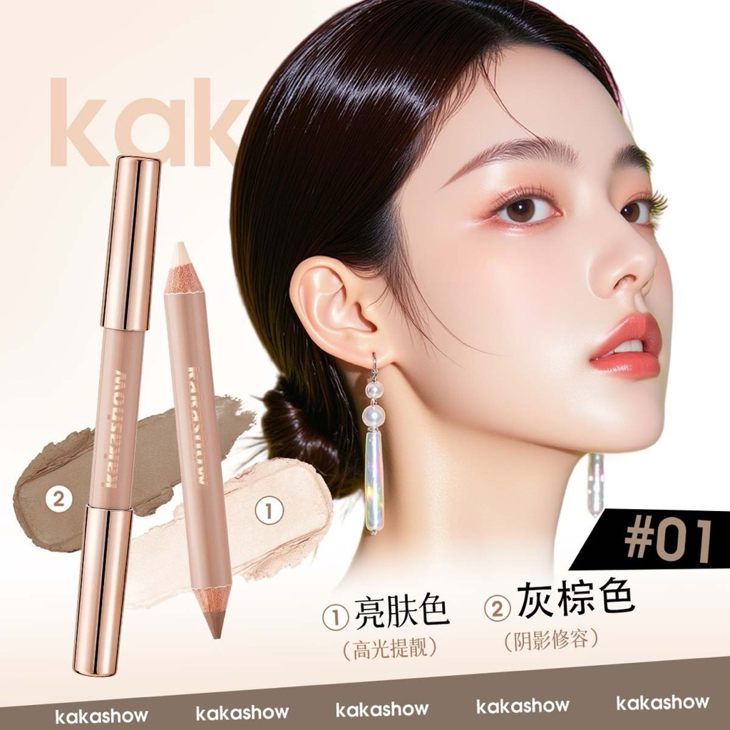 F-15 KAKASHOW Double-end Highlight & Contour Pen - กันน้ําเหงื่อติดทนนานธรรมชาติสร้างสไตล์เกาหลี 3D V-Line Face C556