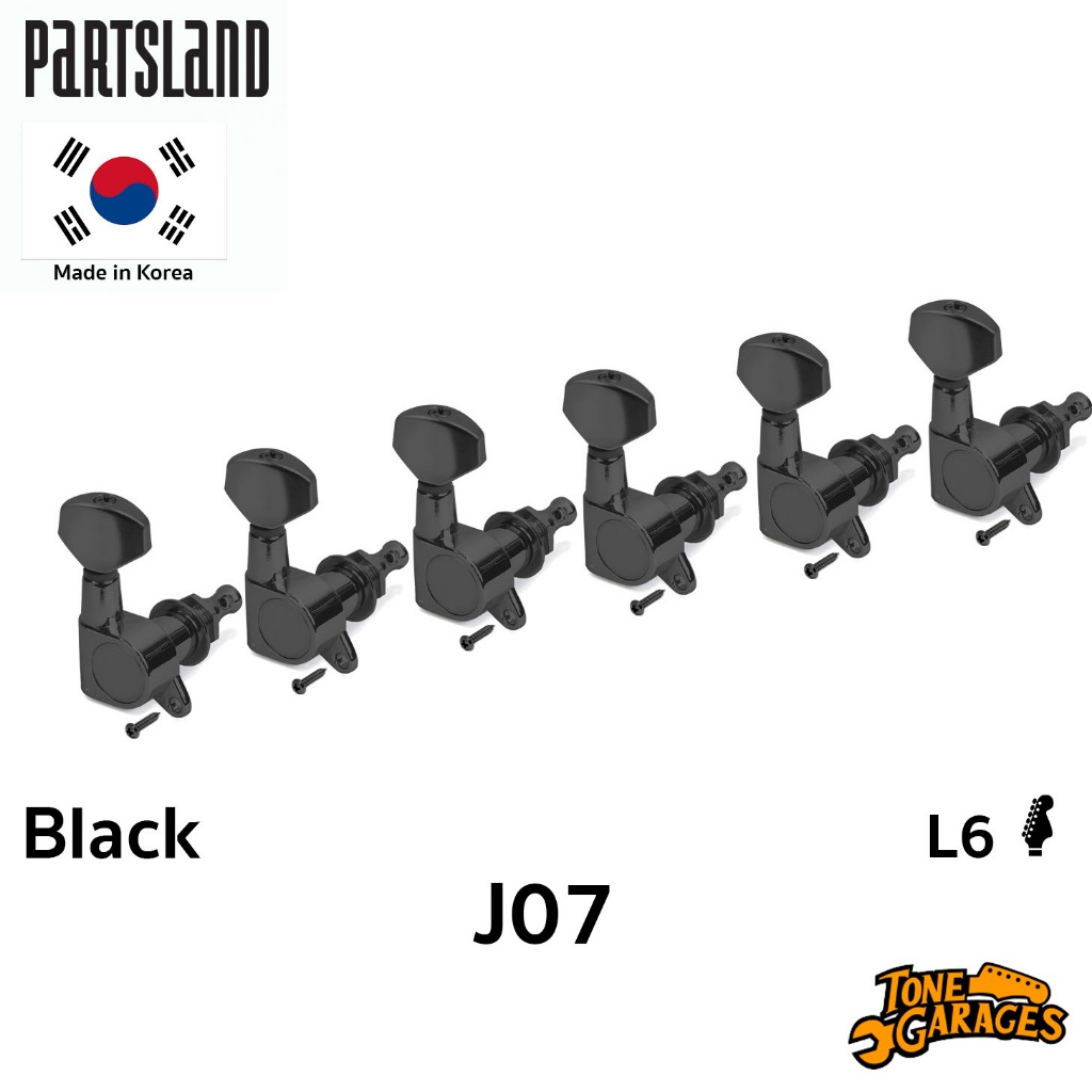 Partsland Machine Heads ลูกบิดกีต้าร์ L6 สี Black เกาหลี (J07-BK)