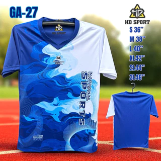 เสื้อกีฬาพิมลายตัวใหม่ล่าสุด GA-27 คอวีสวย ผ้าดีทรงตรงใส่ได้ชายหญิง สินค้าพร้อมส่ง
