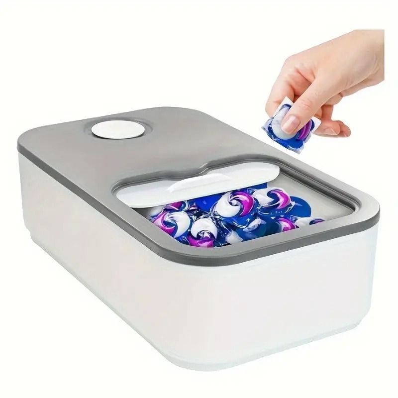 Large Capacity Transparent Laundry Capsule Organizer with Locking Lid - Moisture & Dustproof Storage