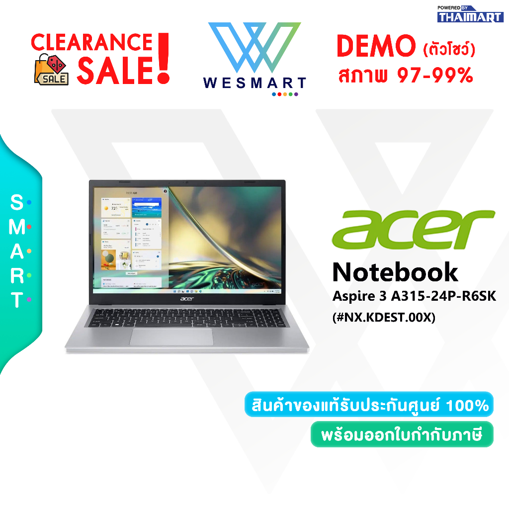 (Clearance0%) Acer  Aspire 3 A315-24P-R6SK (NX.KDEST.00X) : Ryzen5-7520U//16GB/512GB/Warranty 1 Year