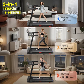 ลู่วิ่งไฟฟ้า พับได้ Q8Y 5.0 แรงม้า สายพานกว้าง 60 cm ปรับความชันไฟฟ้า 3 ระดับ ปรับความเร็ว 12 ระดับ จอสัมผัส ที่วัดช